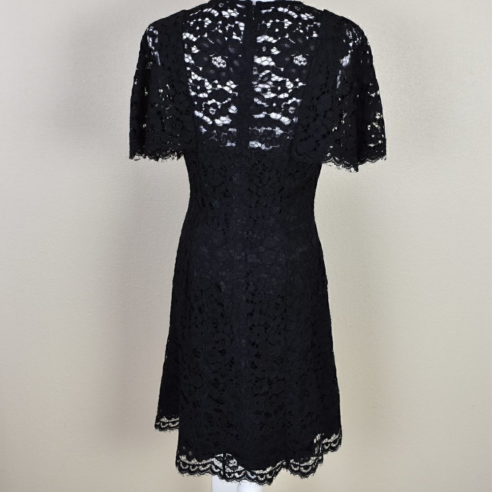 Vince Camuto Black Lace Cape Sleeve Dress 8 - Picture 6 of 8